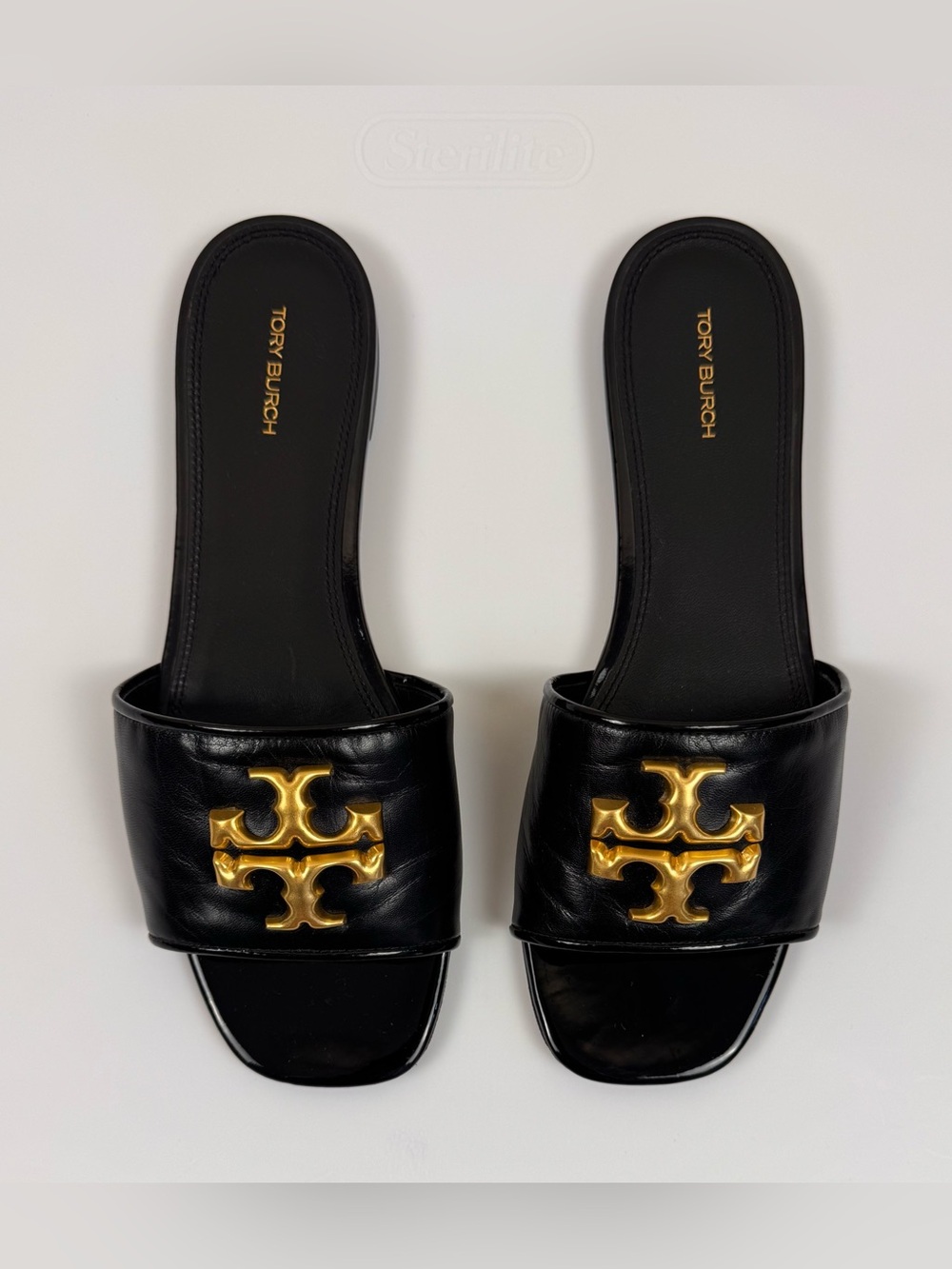 Tory Burch Eleanor Leather Slide in Perfect Black - Picture 3 of 10